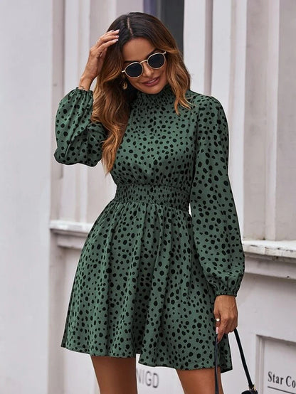 Robe à manches lanternes avec imprimé dalmatien