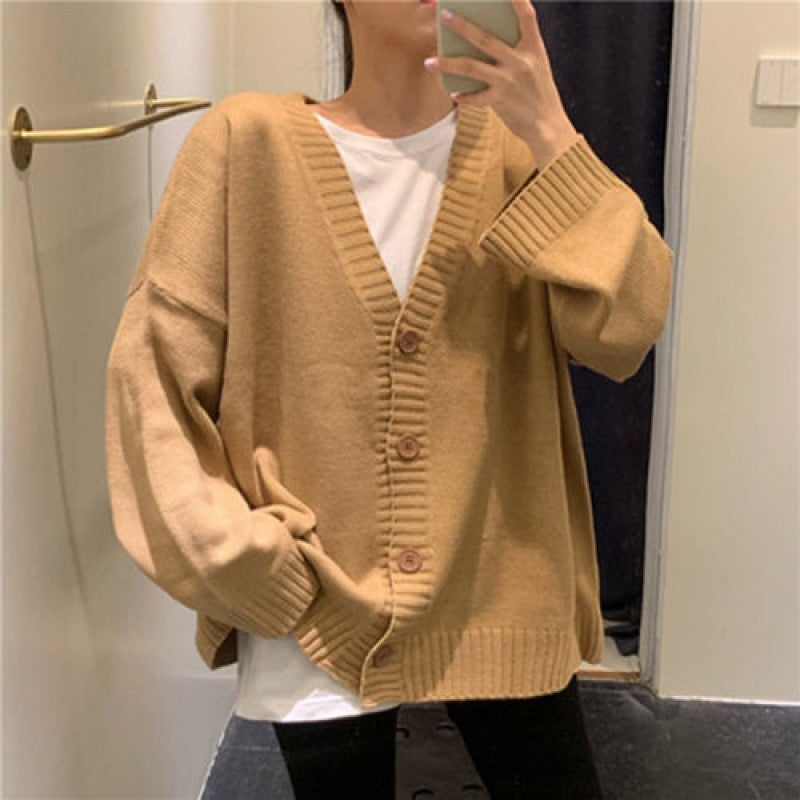 Cardigan Oversize Camel à Boutons