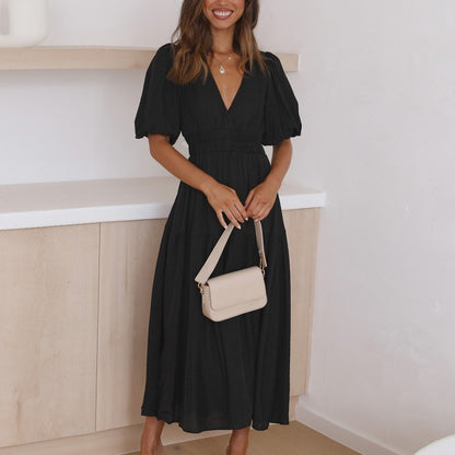 Robe maxi à col en V