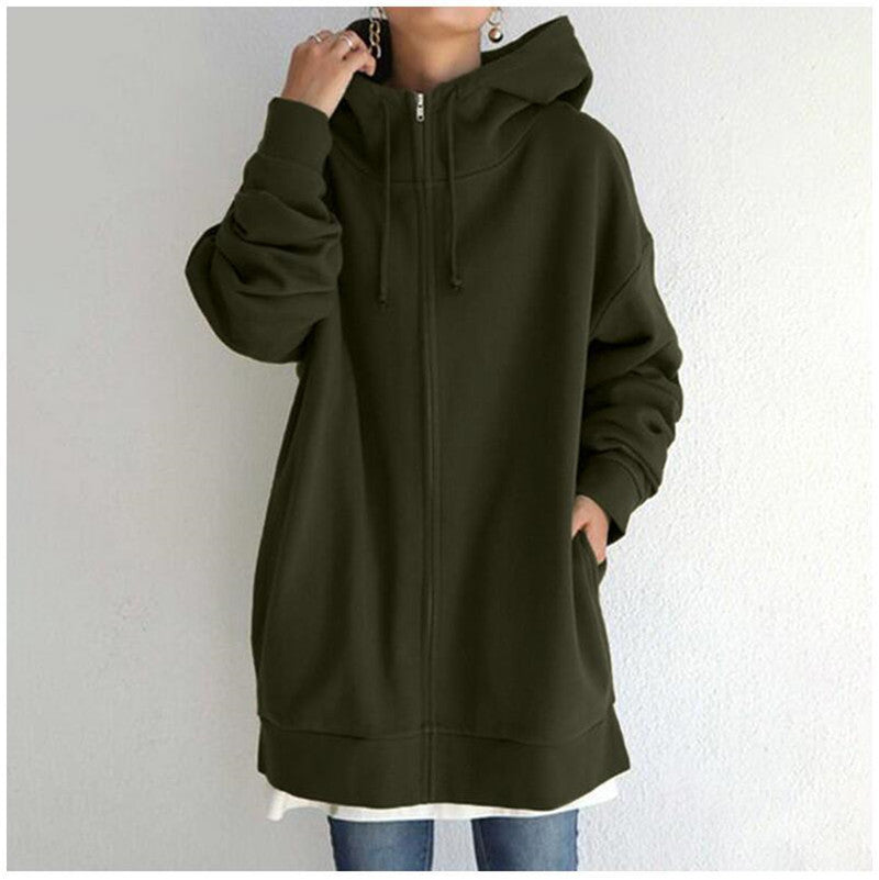 Manteau Sweatshirt à capuche en polaire avec fermeture éclair