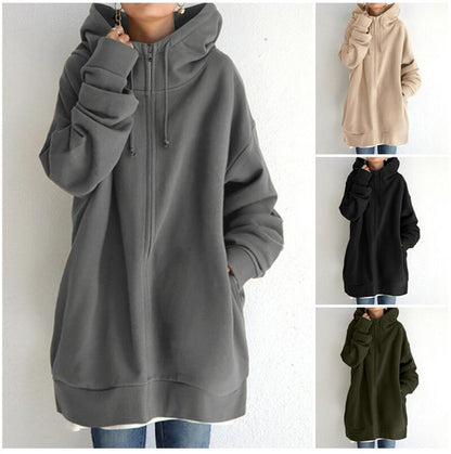 Manteau Sweatshirt à capuche en polaire avec fermeture éclair