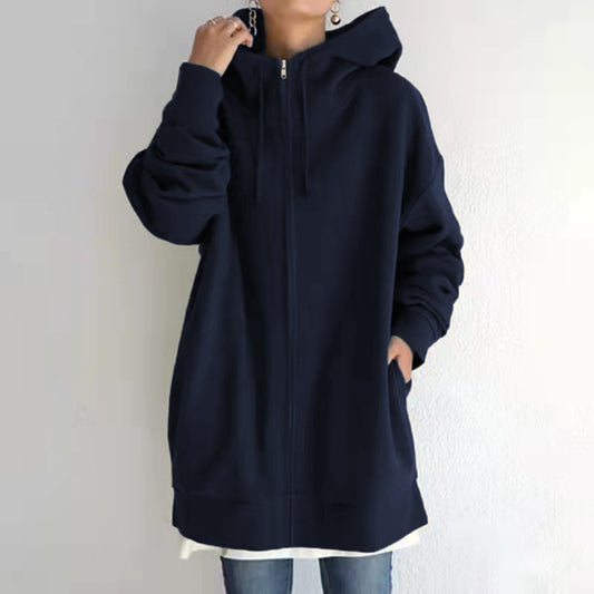 Manteau Sweatshirt à capuche en polaire avec fermeture éclair