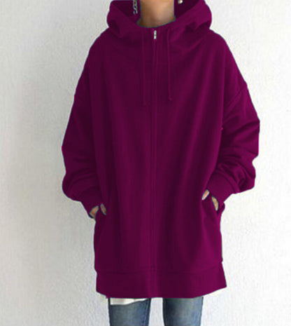 Manteau Sweatshirt à capuche en polaire avec fermeture éclair