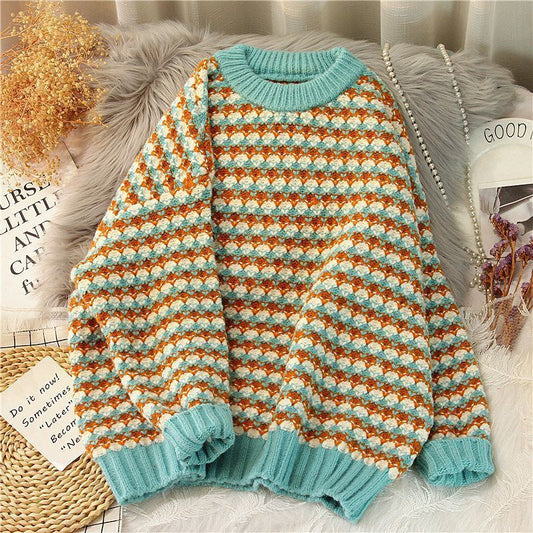 Pull en laine grossière à carreaux doux et gluant pour l'automne et l'hiver