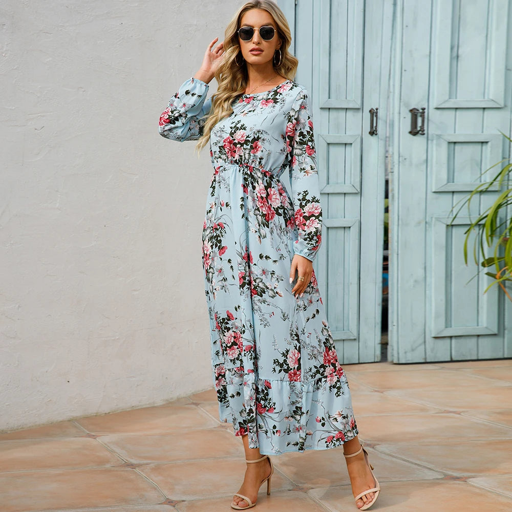 Robe maxi en mousseline de soie style bohème pour femmes