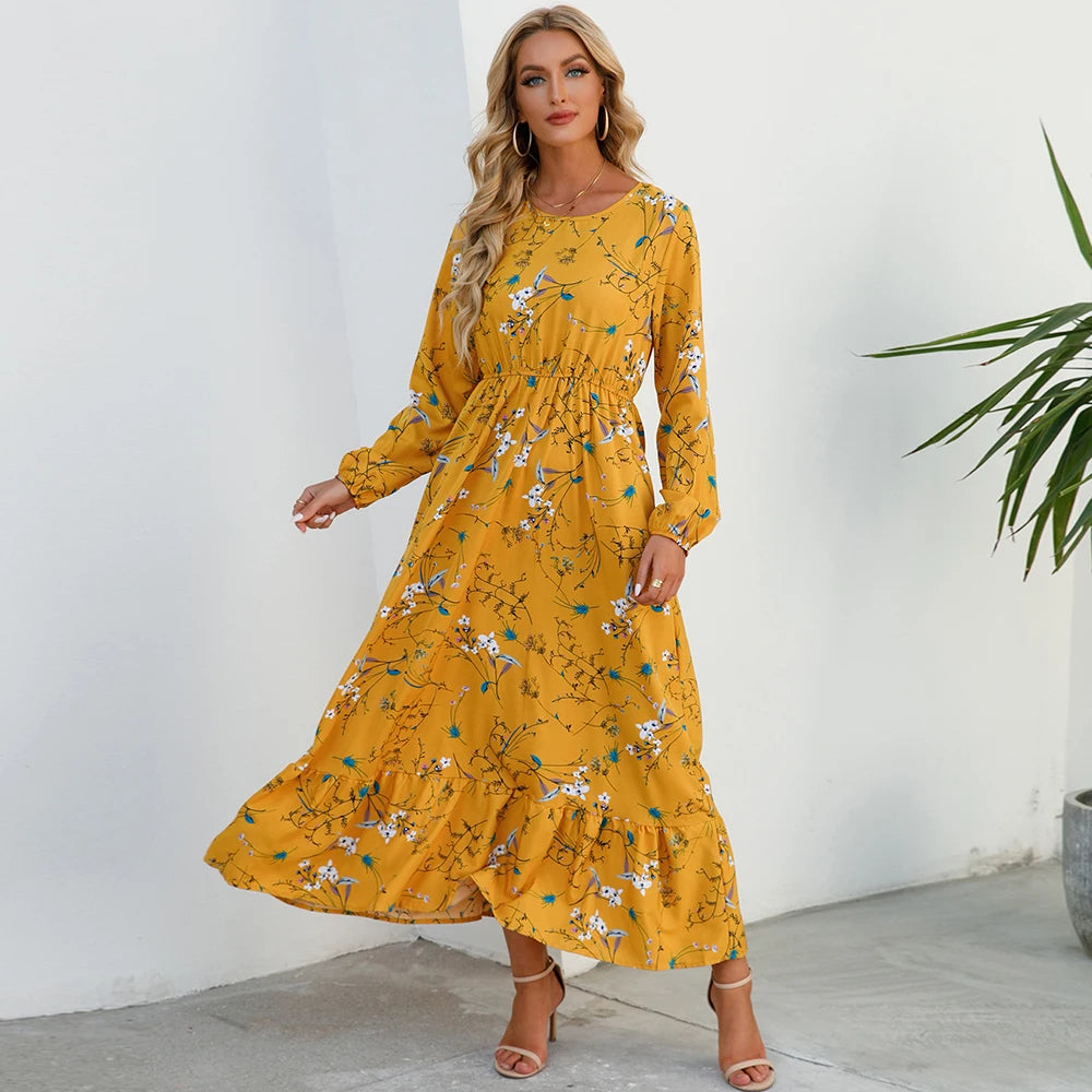 Robe maxi en mousseline de soie style bohème pour femmes