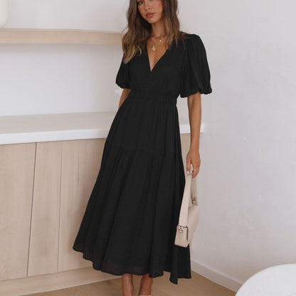 Robe maxi à col en V