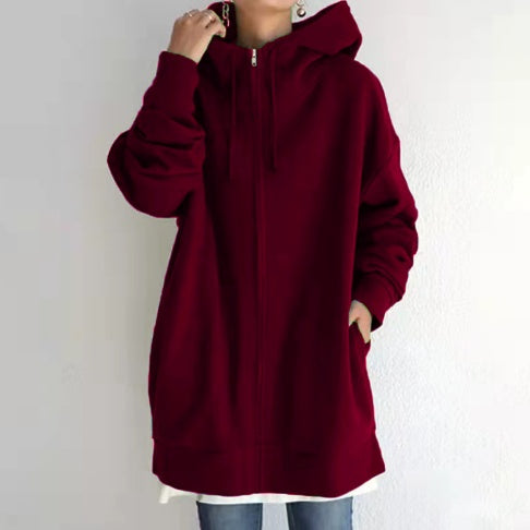 Manteau Sweatshirt à capuche en polaire avec fermeture éclair