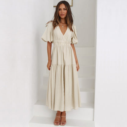 Robe maxi à col en V