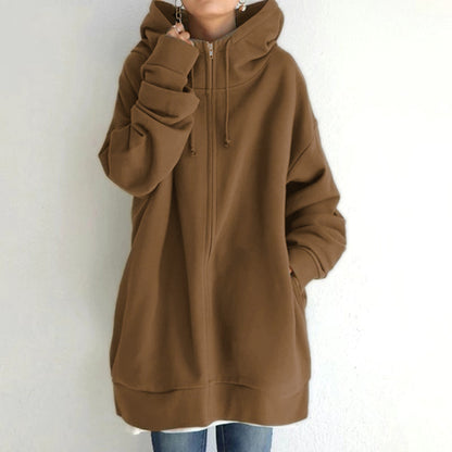 Manteau Sweatshirt à capuche en polaire avec fermeture éclair